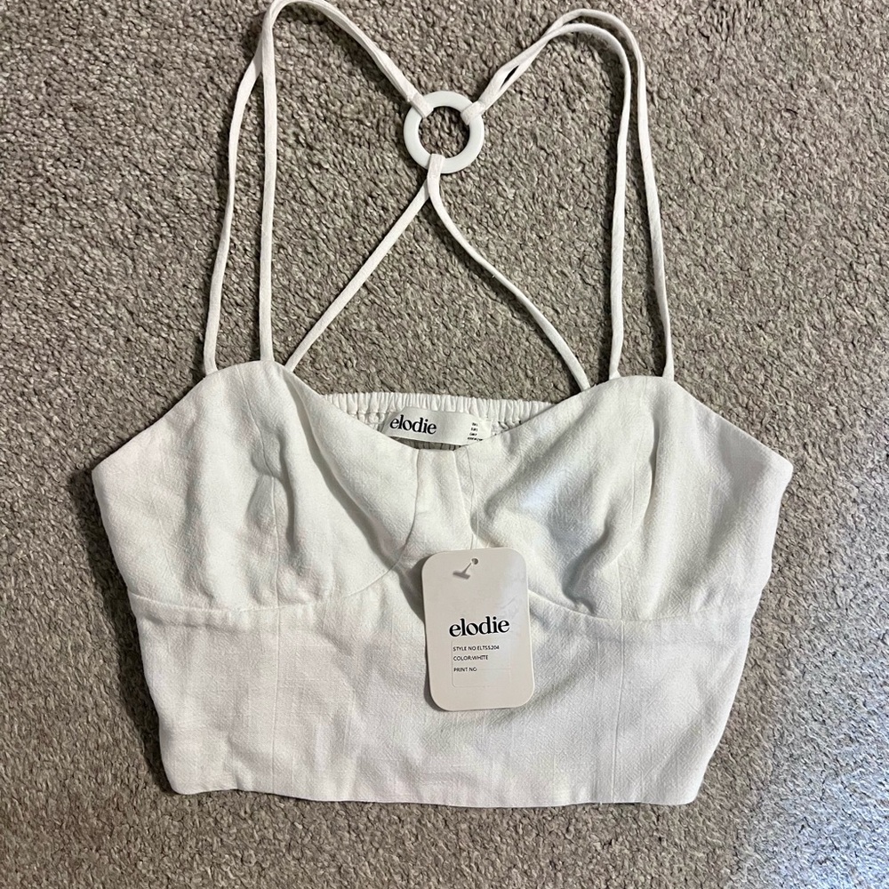 Elodie White Bustier Corset Style Cropped Tank | NWT | Small